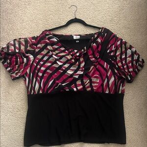 Worthington Pink and Black Striped Blouse